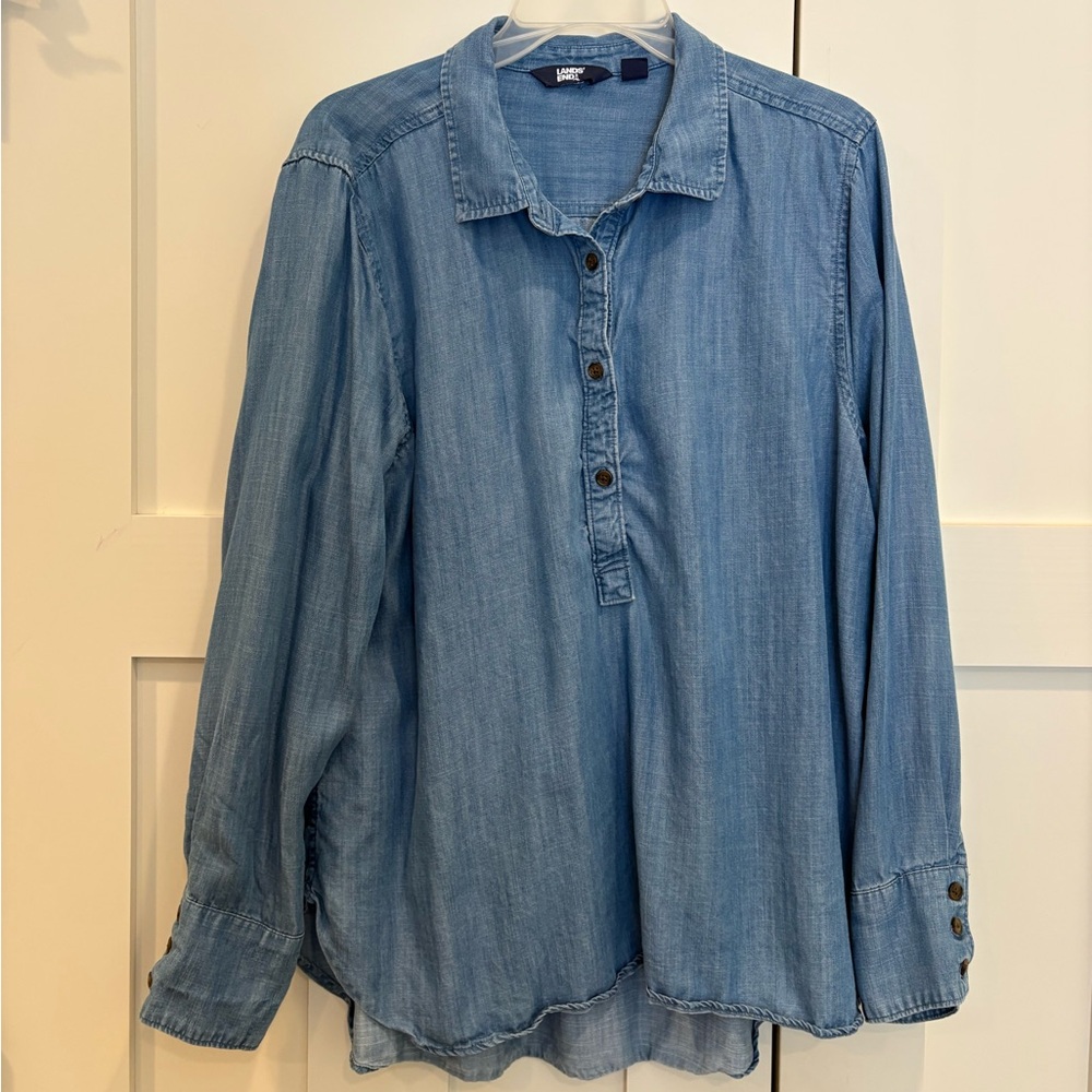 Lands' End Light Blue Denim-look Shirt